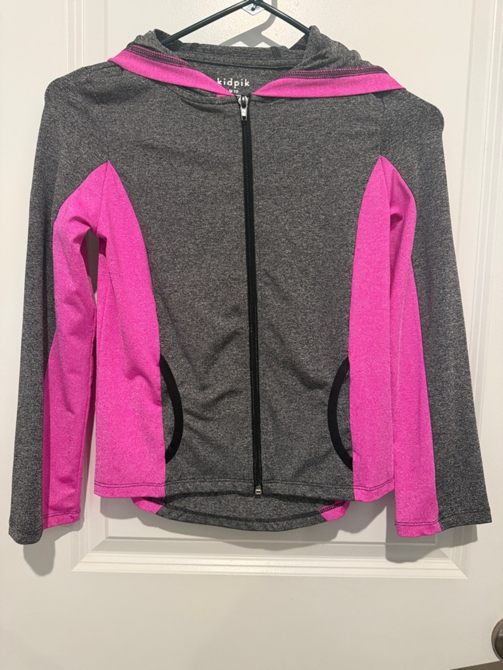 kidpik Charcoal Heather & Hot Pink Active Hoodie